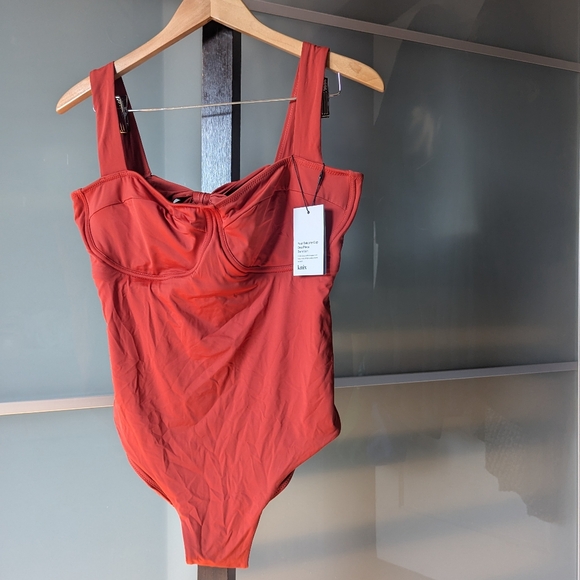 knix Other - NWT Knix Balcony Cup Wide Strap Back Tie Closure One-Piece Swimsuit in Rust XL